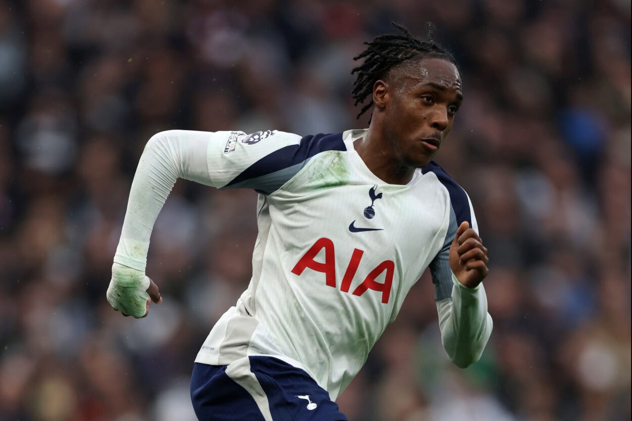 Tottenham players in action during a Premier League match