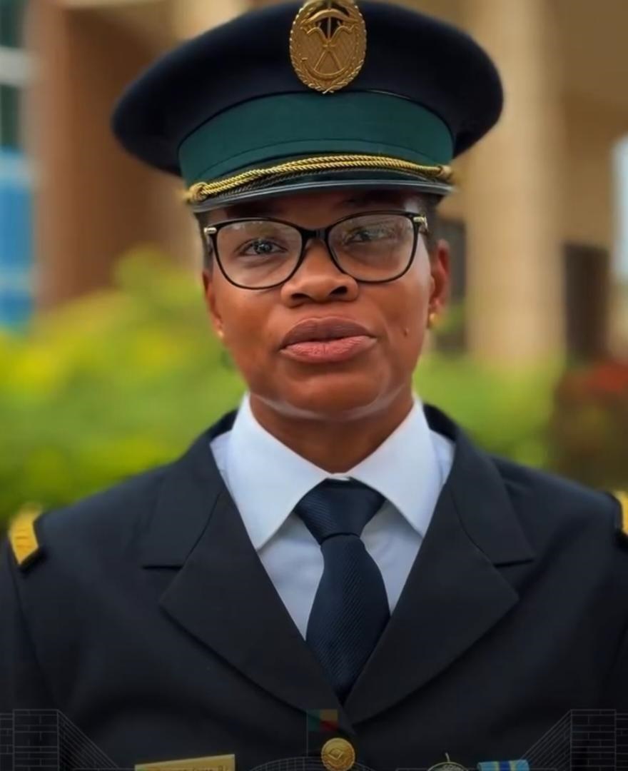 Captain Elvire Toupé standing in military uniform