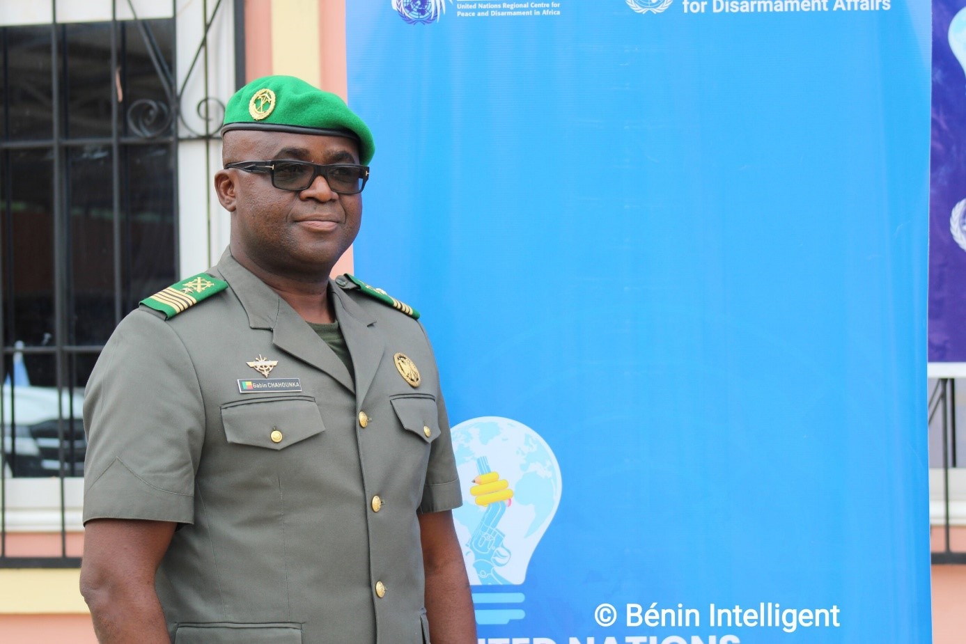 Colonel Major Chahounka reviewing documents