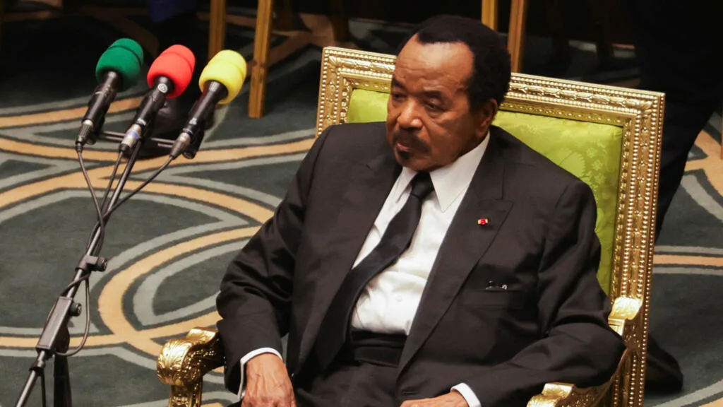 President Paul Biya seated during a government meeting