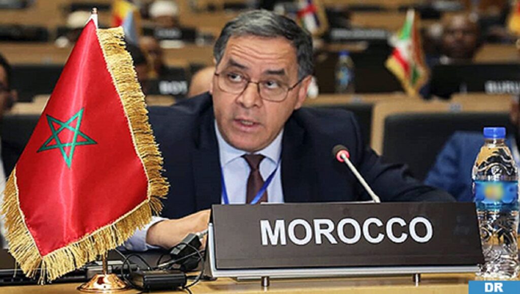 Moroccan ambassador Mohamed Arrouchi addressing the African Union on Libya's political crisis