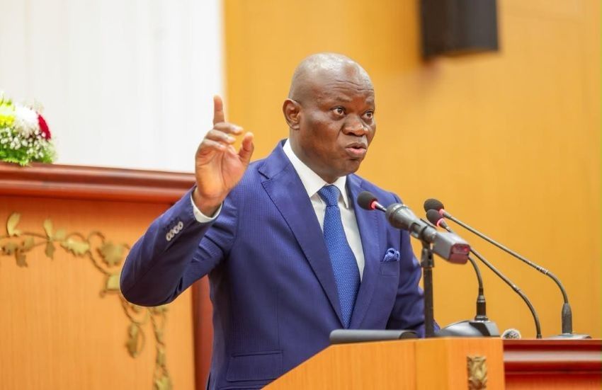 President Brice Clotaire Oligui Nguema addressing Gabon's Parliament during the State of the Nation address