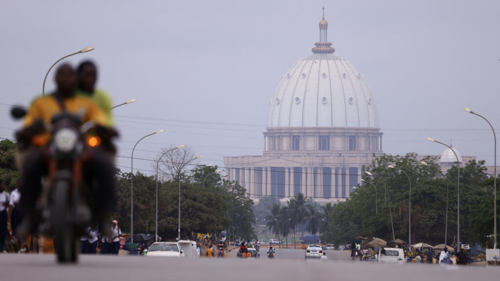 Aerial view of the Basilica of Our Lady of Peace in Yamoussoukro, Côte d'Ivoire
