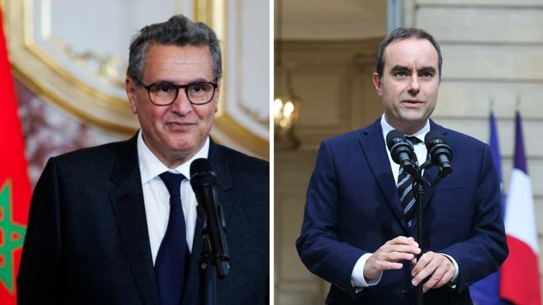 Moroccan Prime Minister Aziz Akhannouch and French counterpart Sébastien Lecornu