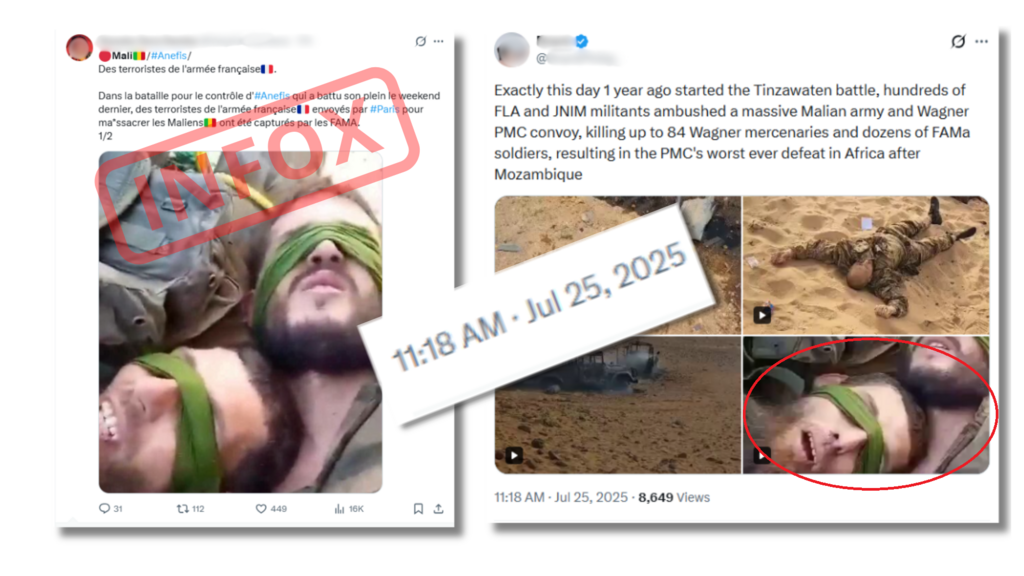 Same accounts later spread false claims about supposed French prisoners using archived images