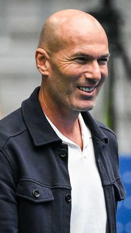 Zinédine Zidane lors de la présentation de Kylian Mbappé au Real Madrid, le 16 juillet 2024. (MATTHIEU MIRVILLE / Matthieu Mirville)